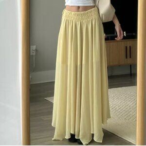 H&M Yellow Chiffon Circle Skirt